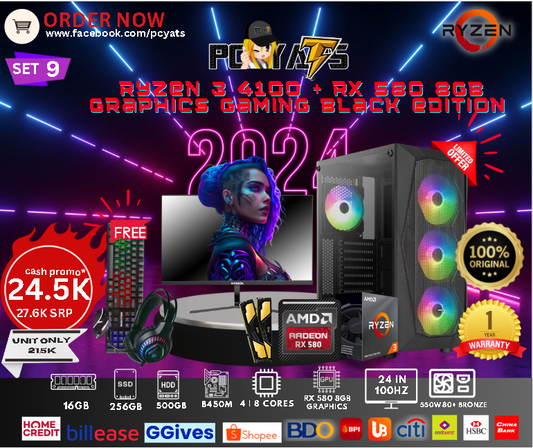 MidGaming Set 9: Ryzen 3 4100 + Rx 580 8GB Graphics Gaming Black Edition