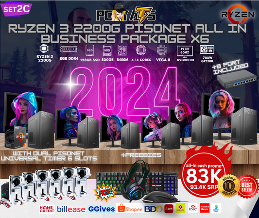 SET 2D Ryzen 3 2200G with VEGA 8 Graphics PISONET All In Business Package X6