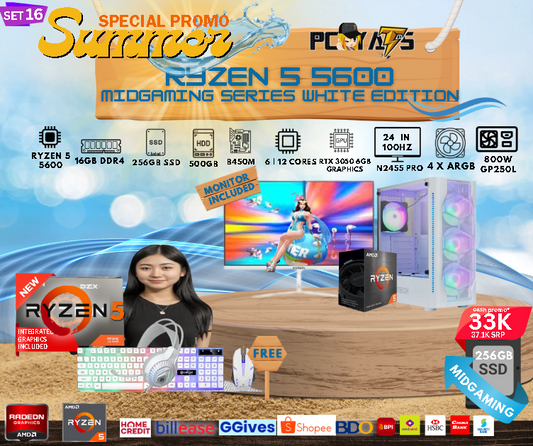 MidGaming Set 16: Ryzen 5 5600 + RTX 3050 6GB Gaming WHITE edition