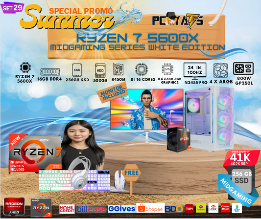 MidGaming Set 29: Ryzen 7 5700x + RX 6600 8GB Gaming white EDITION
