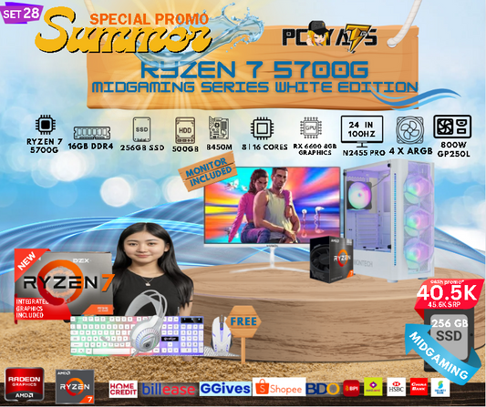 MidGaming Set 28: Ryzen 7 5700g + RX 6600 8GB Gaming WHITE EDITION