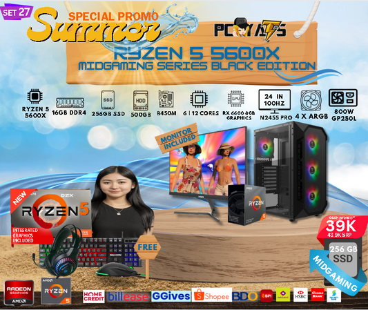 MidGaming Set 27: Ryzen 5 5600X + RX 6600 8GB Gaming BLACK EDITION
