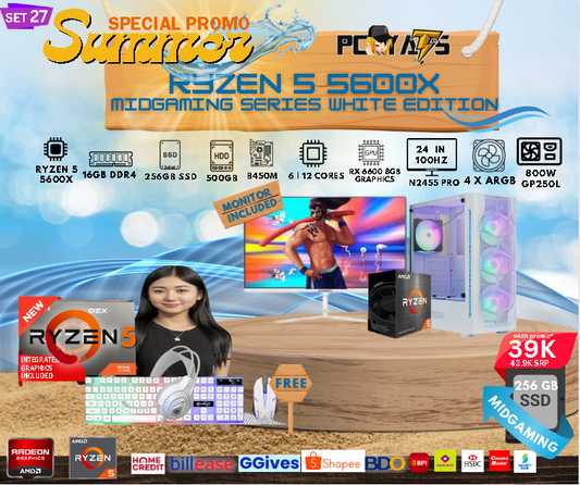 MidGaming Set 27: Ryzen 5 5600X + RX 6600 8GB Gaming WHITE EDITION