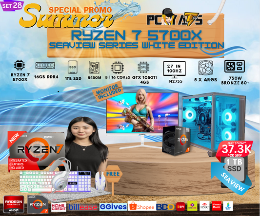 SEAVIEW MAX SET 28 Ryzen 7 5700X + GTX 1050Ti 4GB  SET WHITE EDITION