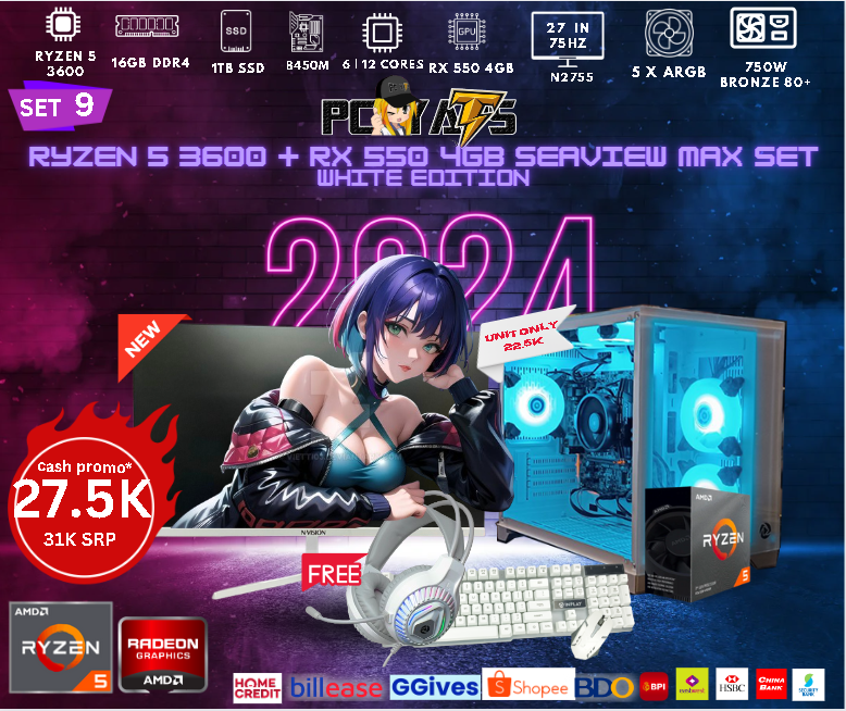 SEAVIEW MAX SET 9 Ryzen 5 3600 + RX 550 4GB white EDITION