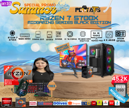 MidGaming Set 33: Ryzen 7 5700x + RTX 3060 12GB Gaming BLACK edition