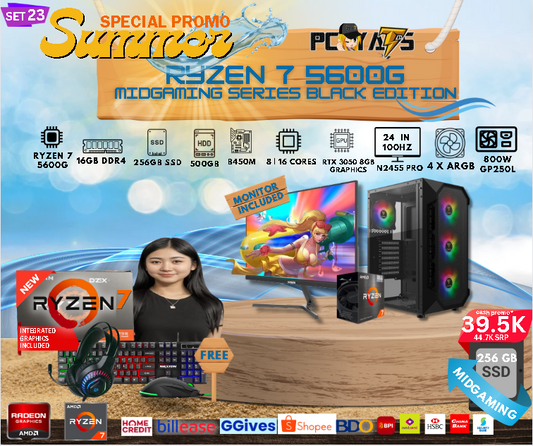 MidGaming Set 23: Ryzen 7 5700G + RTX 3050 8GB Gaming BLACK EDITION