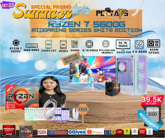 MidGaming Set 23: Ryzen 7 5700G + RTX 3050 8GB Gaming WHITE EDITION