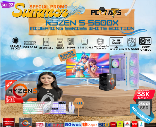 MidGaming Set 22: Ryzen 5 5600X + RTX 3050 8GB Gaming WHITE EDITION