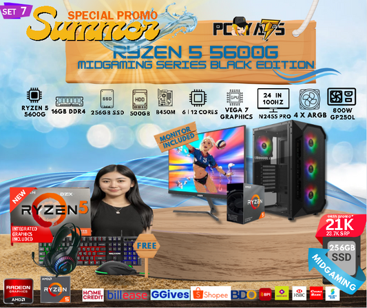 MidGaming Set 7: Ryzen 5 5600g + VEGA 7 GRAPHICS Gaming BLACK EDITION