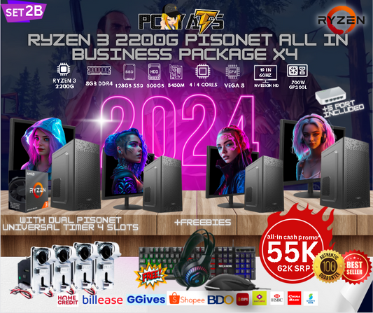 SET 2B Ryzen 3 2200G with VEGA 8 Graphics PISONET All In Business Package X4