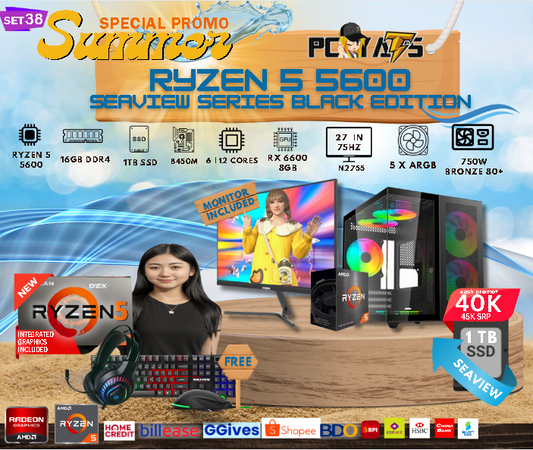 SEAVIEW MAX SET 38 Ryzen 5 5600+RX 6600 8GB BLACK EDITION