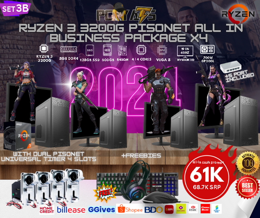 SET 3B Ryzen 3 3200G WITH VEGA 6 GRAPHICS pisonet all in business package x4