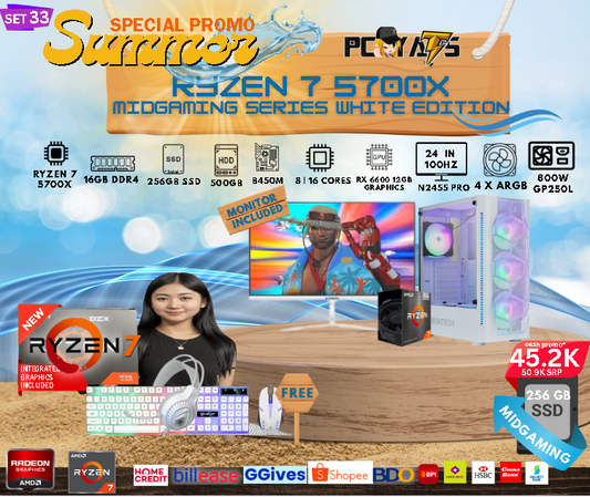 MidGaming Set 33: Ryzen 7 5700x + RTX 3060 12GB Gaming white edition
