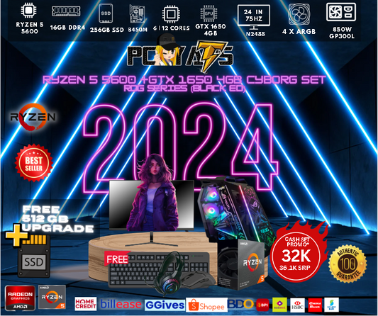 SET 31 Cyborg theme Ryzen 5 5600 +gtx 1650 4GB ROG Series (BLK ED)