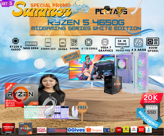 MidGaming Set 5: Ryzen 5 4650g + Vega 7 Graphics Gaming WHITE Edition