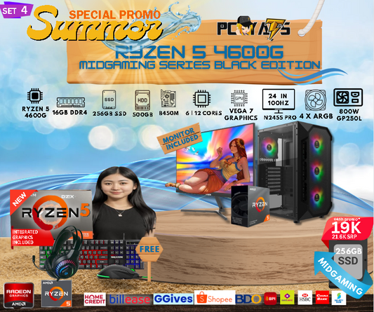 MidGaming Set 4: Ryzen 5 4600g + Vega 7 Graphics Gaming Black Edition