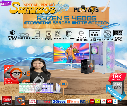 MidGaming Set 4: Ryzen 5 4600g + Vega 7 Graphics Gaming WHITE Edition