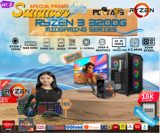 MidGaming Set 2: Ryzen 3 3200G + VEGA 8 GRAPHICS Gaming BLACK Edition