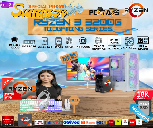 MidGaming Set 2: Ryzen 3 3200G + VEGA 8 GRAPHICS Gaming WHITE Edition