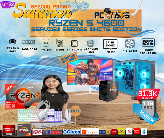 SEAVIEW MAX SET 22 Ryzen 5 4600 + GTX 1050Ti 4GB white EDITION