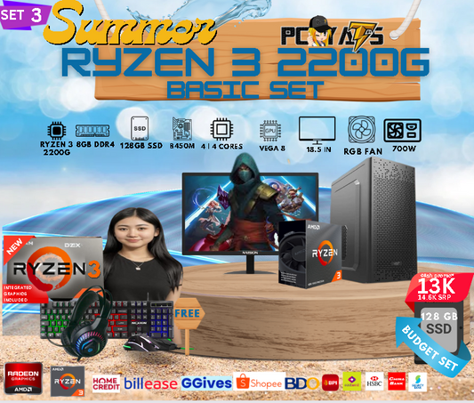BASIC SET SET 3 Ryzen 3 2200g WITH VEGA 8 GRAPHICS AND 8GB RAM