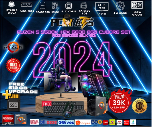 SET 41 Cyborg theme Ryzen 5 5600X +RX 6600 8GB ROG Series (BLK ED)