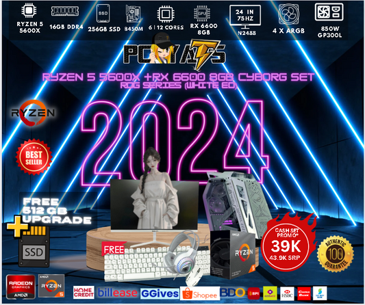 SET 42 Cyborg theme Ryzen 5 5600X +RX 6600 8GB ROG Series (WHITE ED)