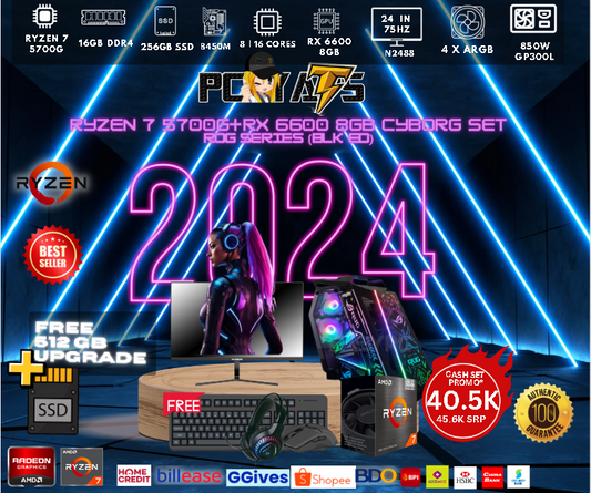 SET 43 Cyborg theme RyzeN 7 5700G+RX 6600 8GB ROG Series (BLK ED)