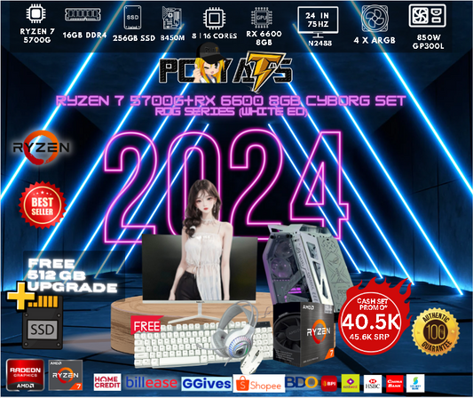 SET 44 Cyborg theme Ryzen 7 5700G+RX 6600 8GB ROG Series (white ED)