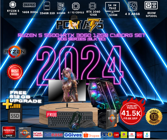 SET 47 Cyborg theme RyzeN 5 5500+RTX 3060 12GB ROG Series (BLK ED)