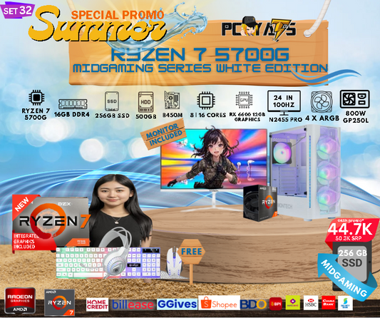 MidGaming Set 32: Ryzen 7 5700G + RTX 3060 12GB Gaming white edition