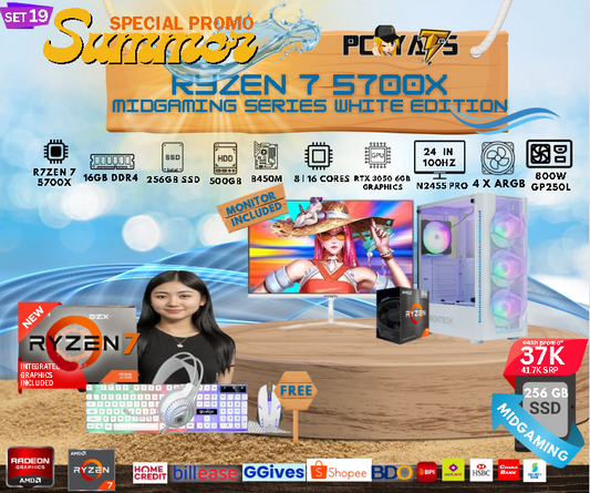 MidGaming Set 19: Ryzen 7 5700x + RTX 3050 6GB Gaming WHITE EDITION