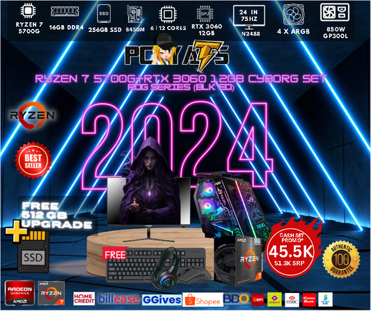 SET 53 Cyborg theme RyzeN 7 5700G+RTX 3060 12GB ROG Series (BLK ED)