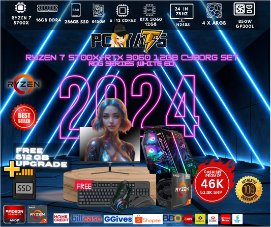 SET 55 Cyborg theme RyzeN 7 5700x+RTX 3060 12GB ROG Series (BLACK ED)
