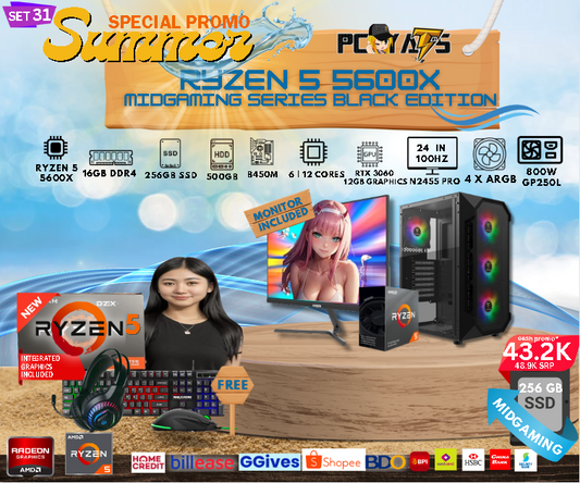 MidGaming Set 31: Ryzen 5 5600X + RTX 3060 12GB Gaming BLACK EDITION