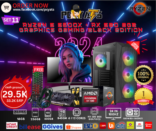 MidGaming Set 11: Ryzen 5 5600X + Rx 580 8GB  graphics Gaming black edition