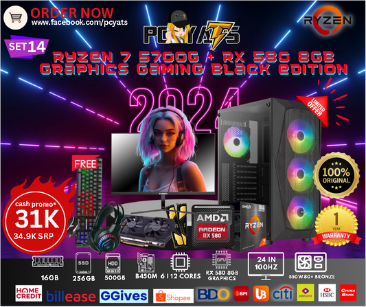 MidGaming Set 31 Ryzen 7 5700G + Rx 580 8GB Graphics Gaming Black Edition