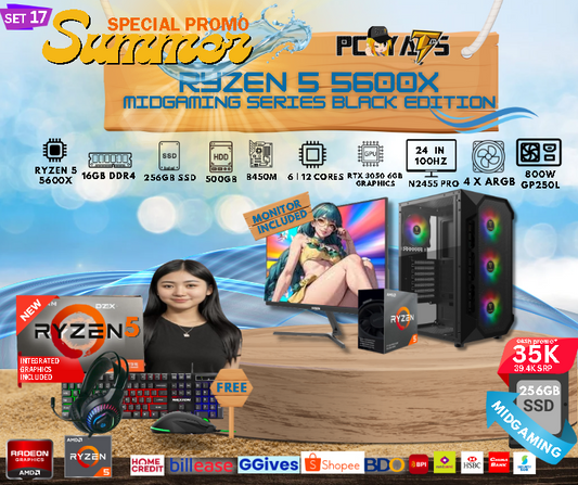 MidGaming Set 17: Ryzen 5 5600X + RTX 3050 6GB Gaming Black Edition