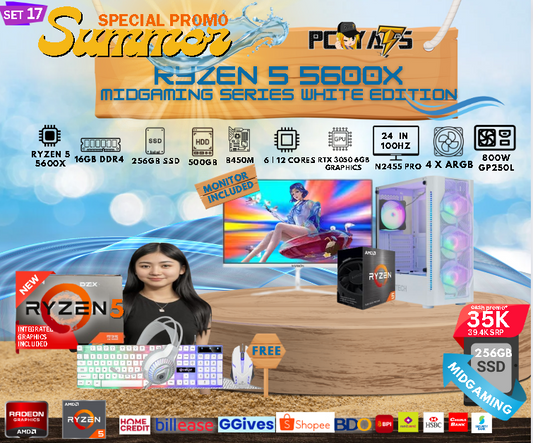 MidGaming Set 17: Ryzen 5 5600X + RTX 3050 6GB Gaming WHITE Edition