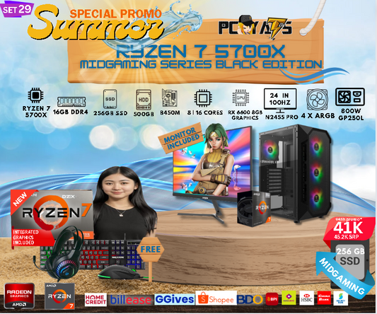MidGaming Set 29: Ryzen 7 5700x + RX 6600 8GB Gaming black EDITION