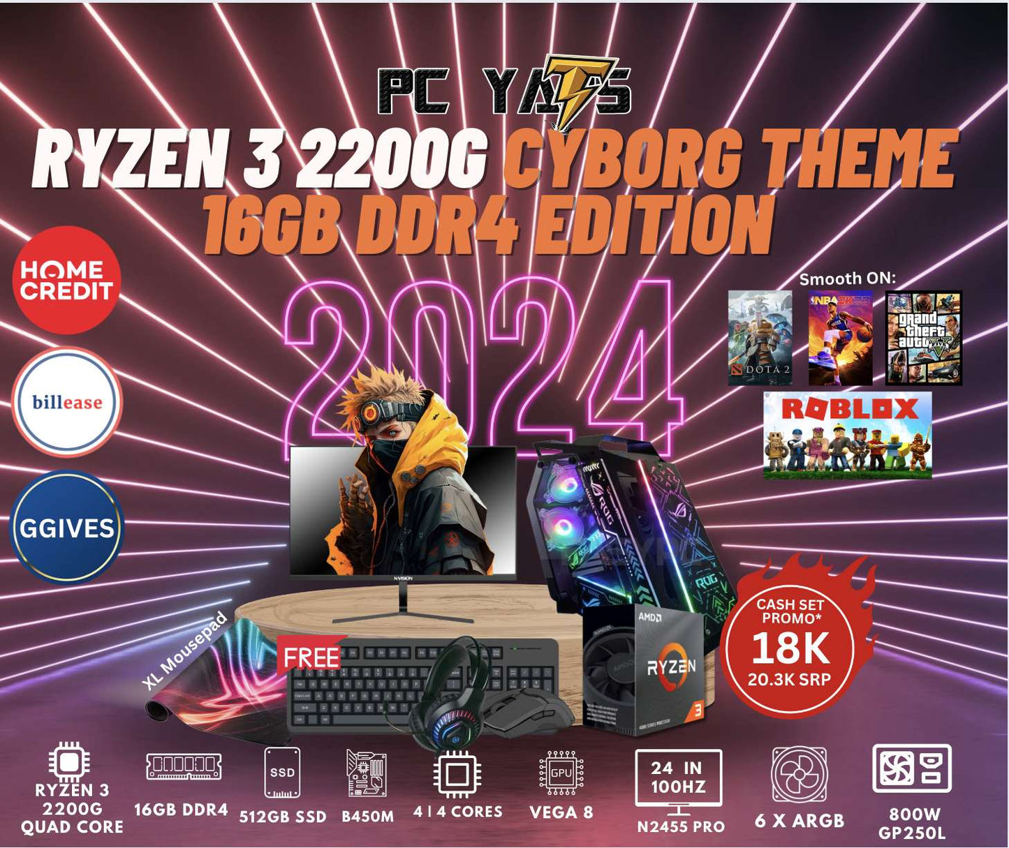 PACKAGE 4: Ryzen 3 2200G Cyborg Theme