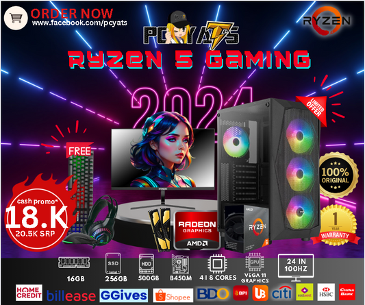 MidGaming Set 2: Ryzen 5 2400G with 16GB Ram + 24 inches 100Hz Monitor Complete Set