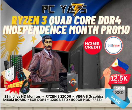 Independence Day SALE  Package 2: Ryzen 3 2200GB with 8GB Ram + 19 inches Monitor BLACK Complete Set