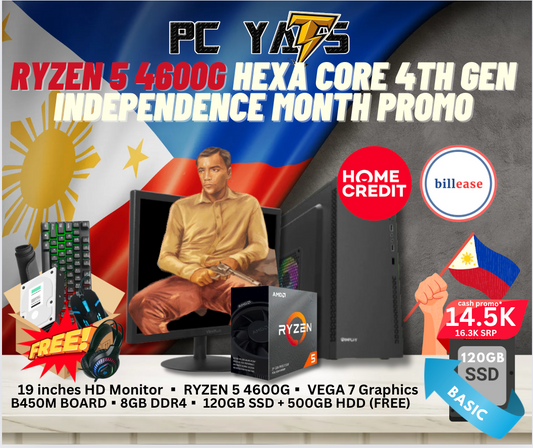 Independence Day SALE  Package 4: Ryzen 5 4600GB with 8GB Ram + 19 inches Monitor BLACK Complete Set