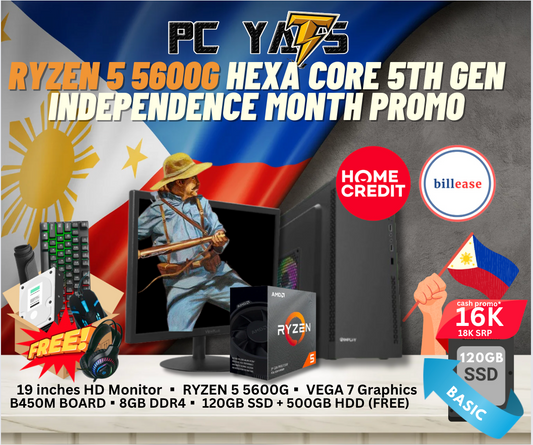 Independence Day SALE  Package 6: Ryzen 5 4600GB with 8GB Ram + 19 inches Monitor BLACK Complete Set