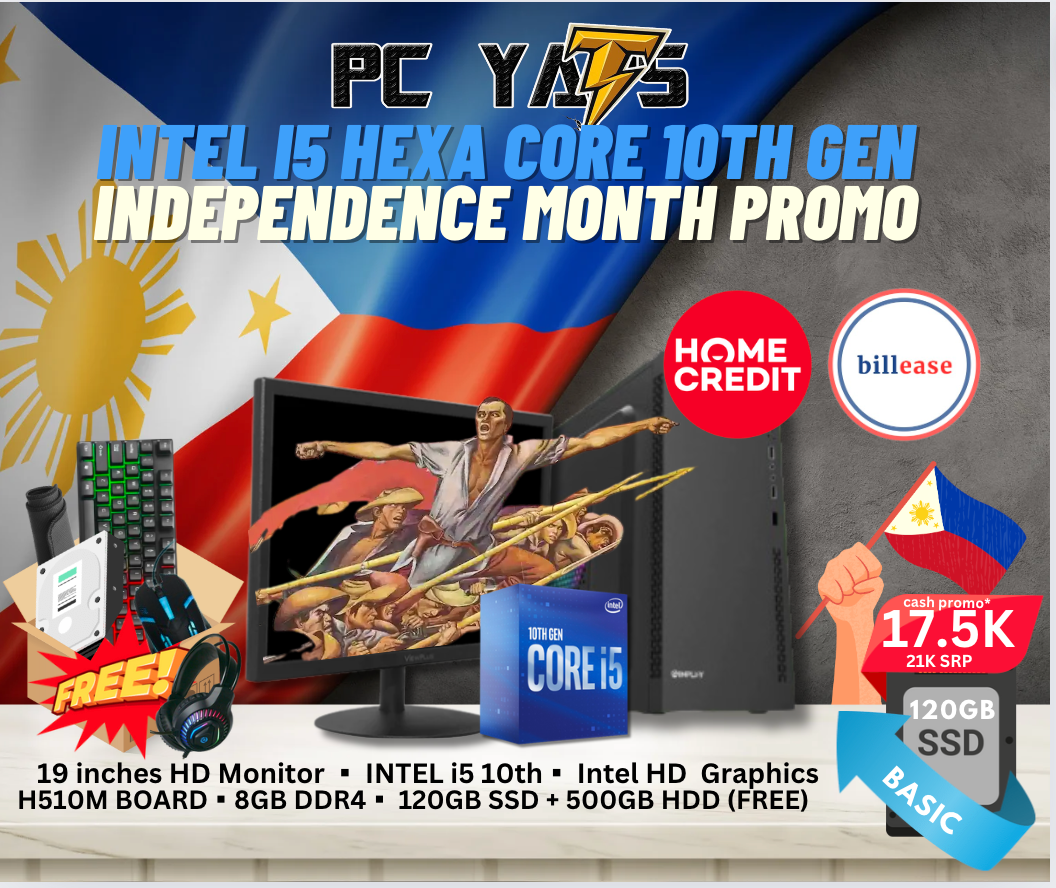 Independence Day SALE  Package 9: INTEL i5 10th with 8GB Ram + 19 inches Monitor BLACK Complete Set