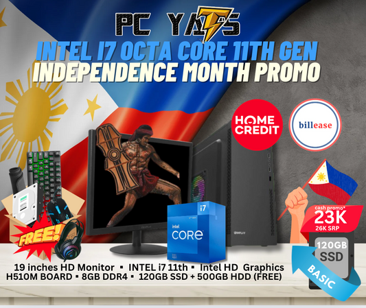 Independence Day SALE  Package 11: INTEL i7 11th with 8GB Ram + 19 inches Monitor BLACK Complete Set