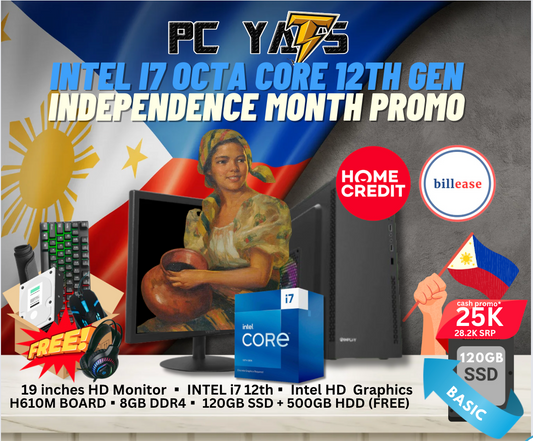 Independence Day SALE  Package 12: INTEL i7 12th with 8GB Ram + 19 inches Monitor BLACK Complete Set