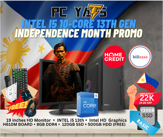 Independence Day SALE  Package 14: INTEL i5 13th with 8GB Ram + 19 inches Monitor BLACK Complete Set
